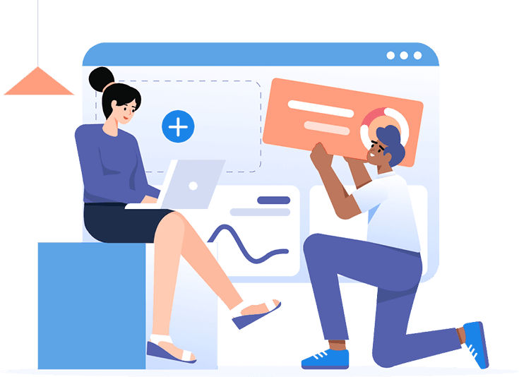 Web hosting network integration framework illustration preview mobile view