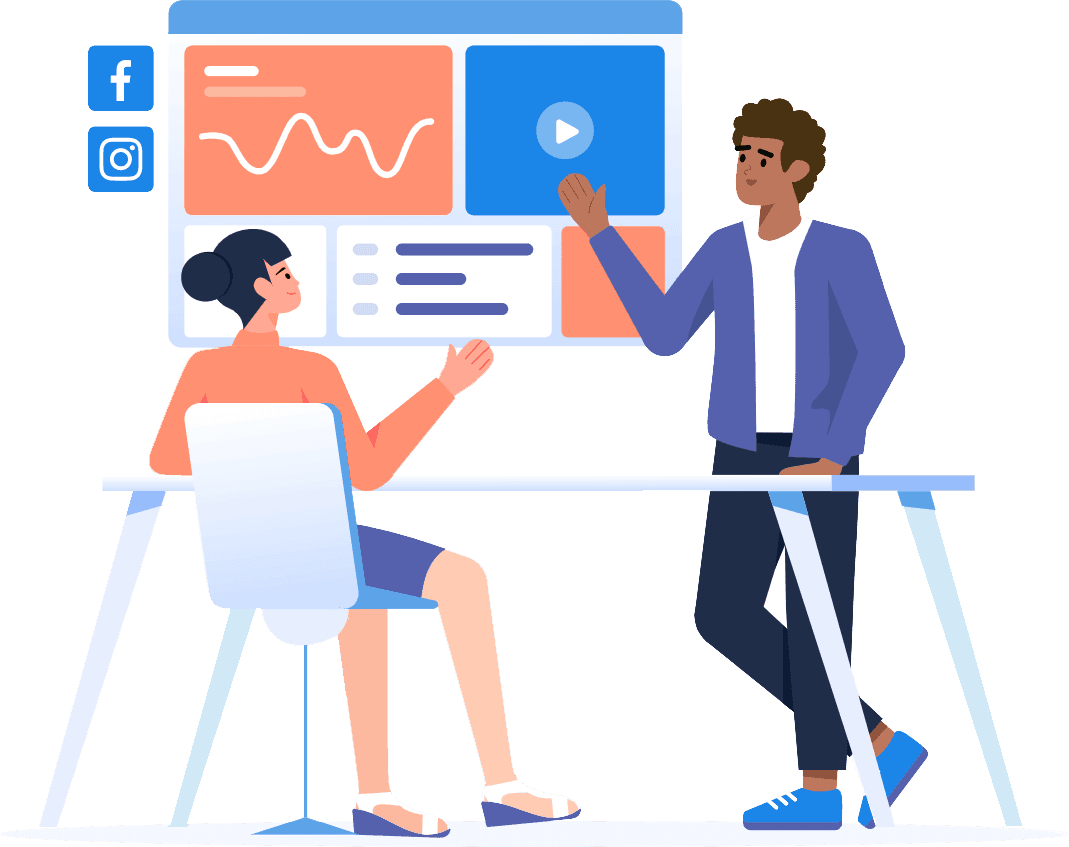 Reliable web hosting analytics discussion vector artwork panel