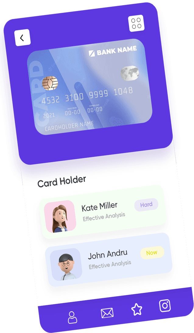 Purple payment application mockup screen view